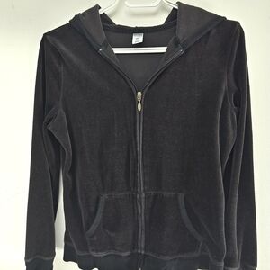 Old Navy Black Velvet Zip Up Hoodie
